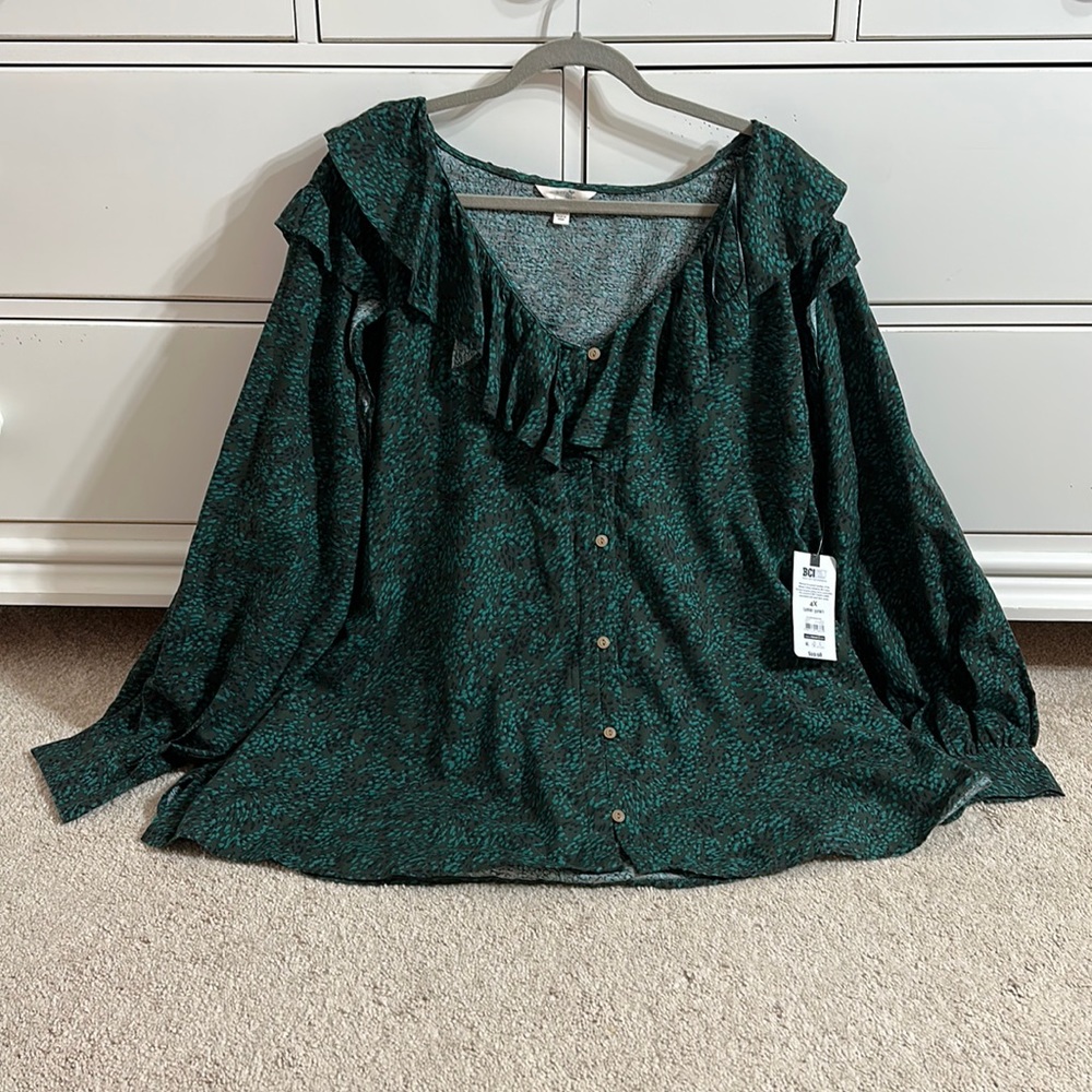 Terra and Sky Women's Plus Size Long Sleeve
Ruffle Top